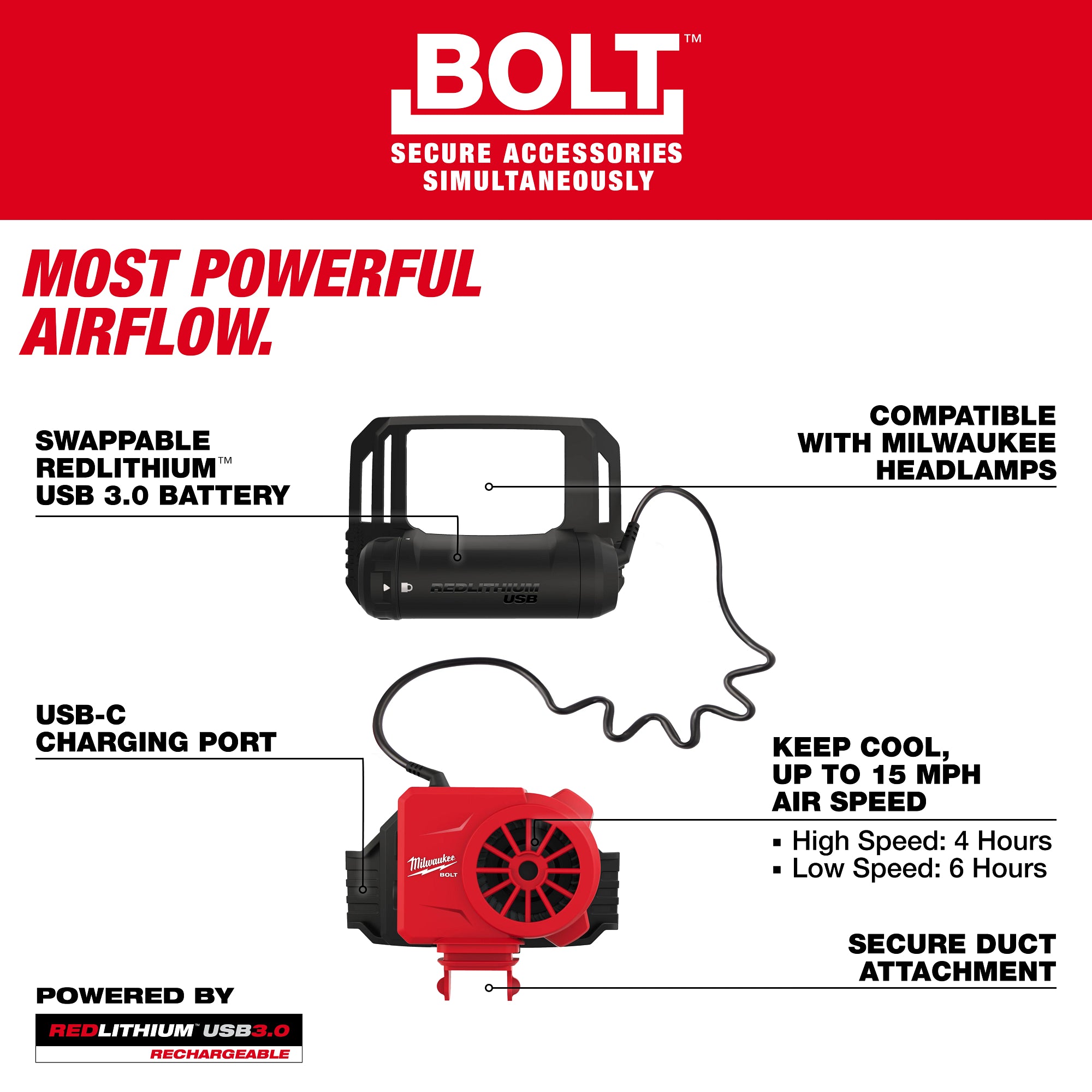 VENTILATEUR DE REFROIDISSEMENT REDLITHIUM USB BOLT