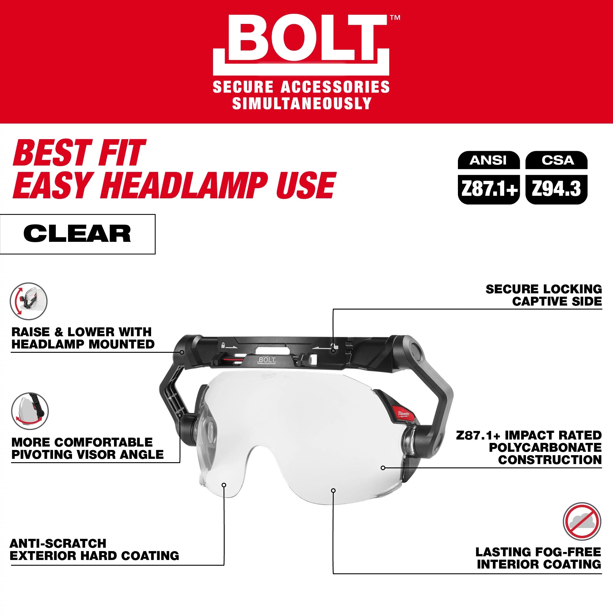 BOLT HELMET CLEAR PROTECTIVE GOGGLES