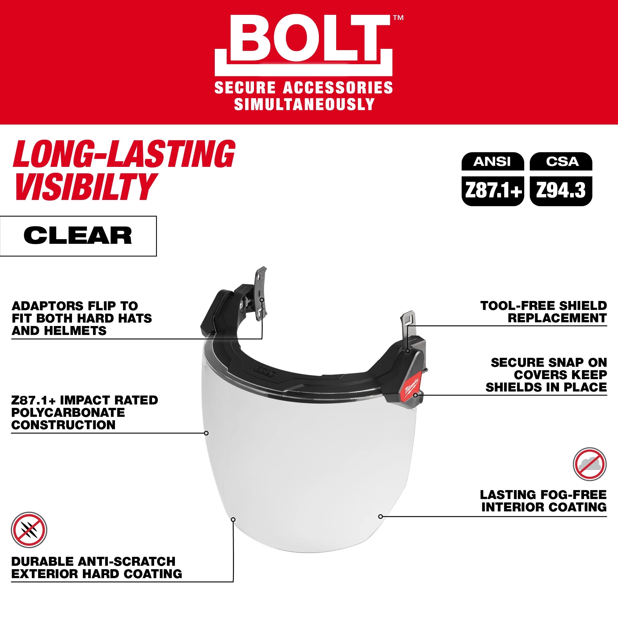 VISIÈRE DE PROTECTION CLAIRE COMPLÈTE POUR CASQUE BOLT