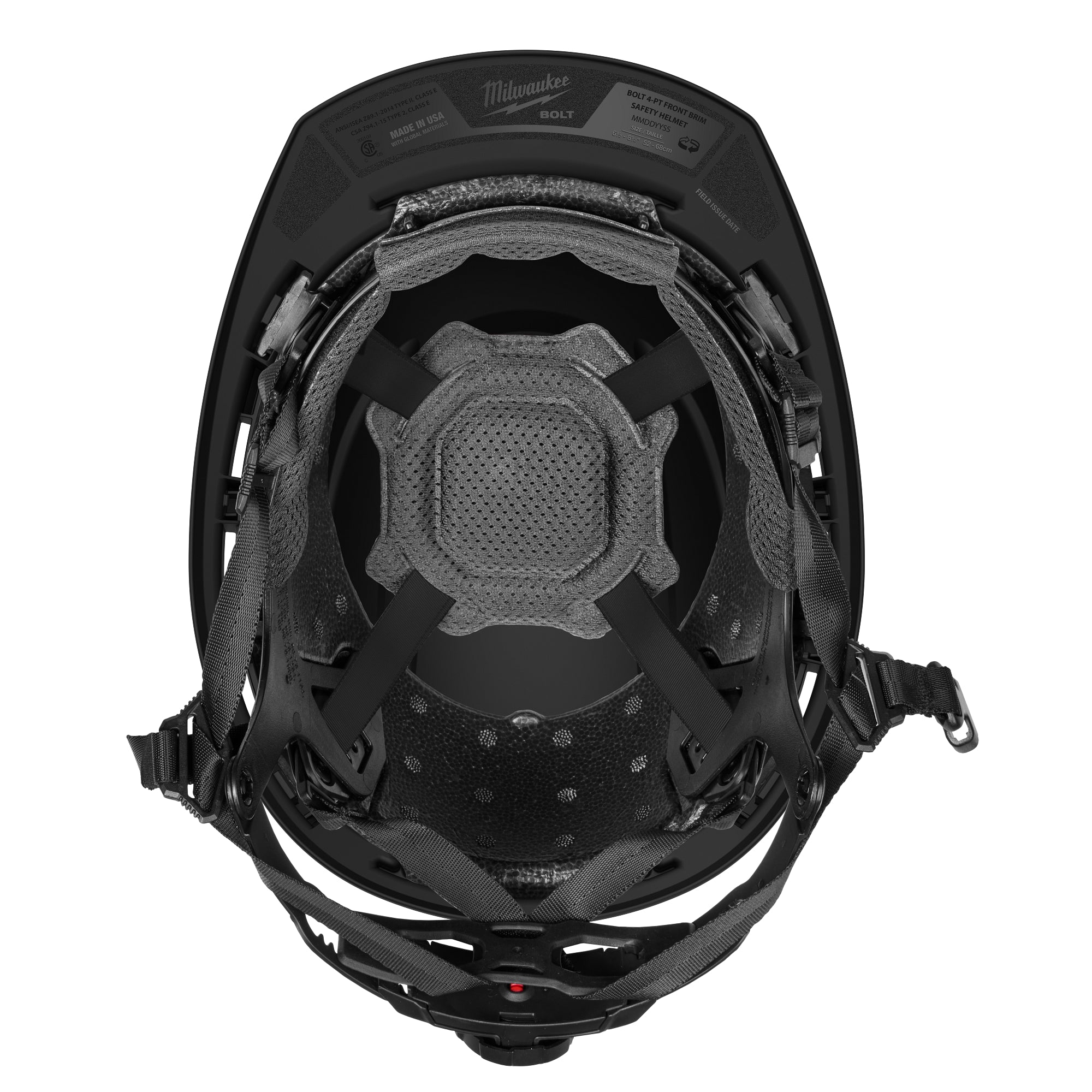 CASQUE DE SÉCURITÉ NOIR BOLT TYPE 2 REBORD AVANT CLASSE E