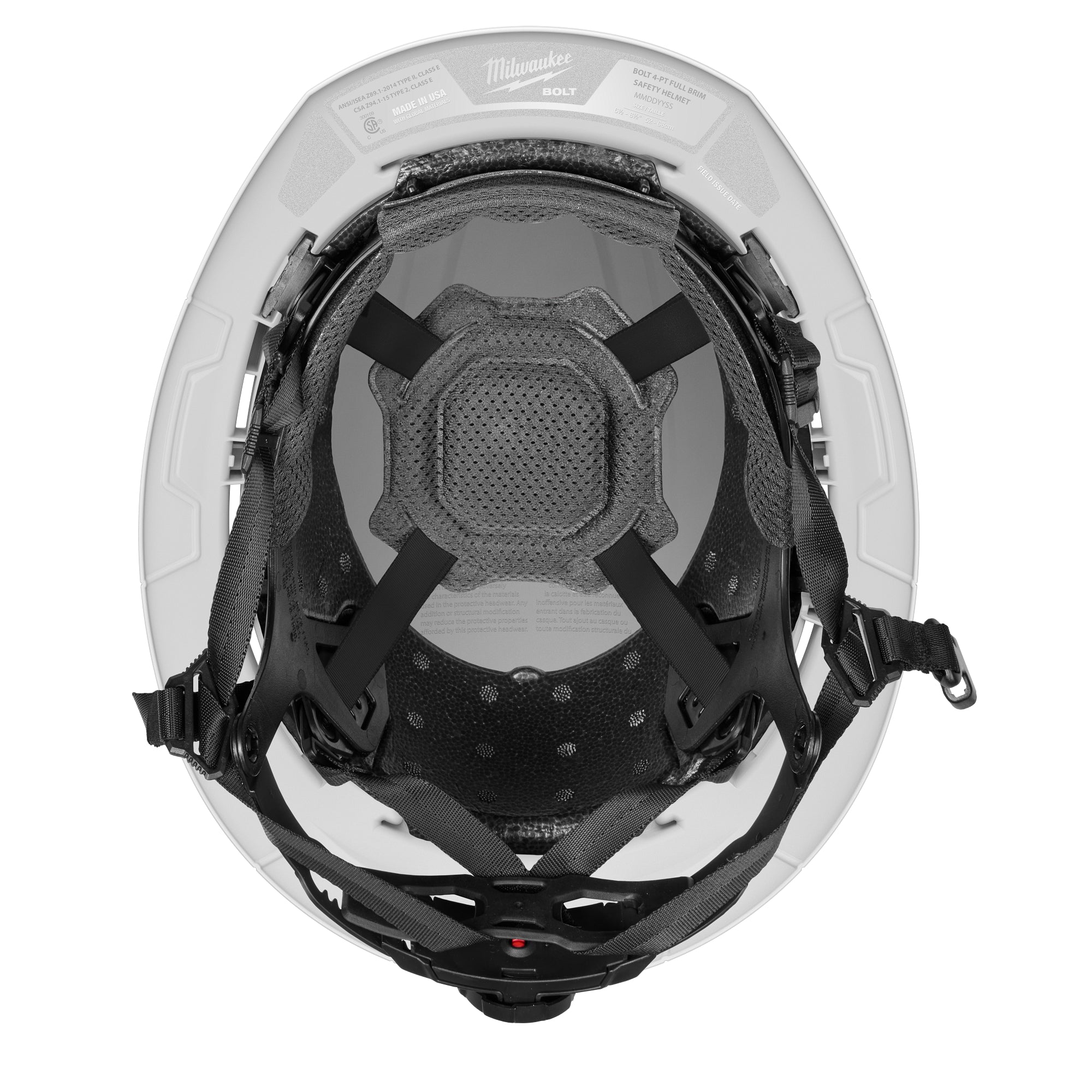 CASQUE DE SÉCURITÉ BLANC BOLT TYPE 2 REBORD COMPLET CLASSE E