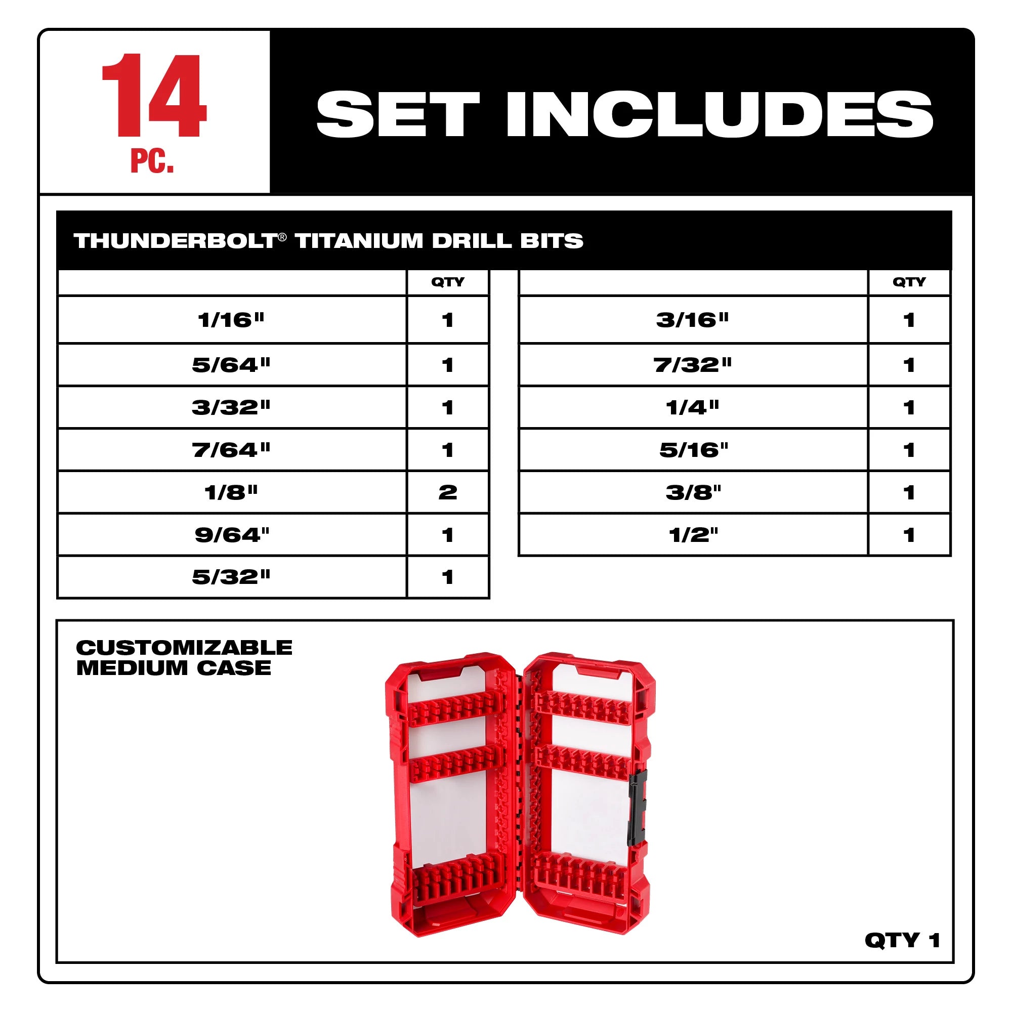 TITANIUM METAL DRILL BIT SET (14 PC.)