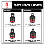 ENSEMBLE D'ADAPTEUR À DOUILLE 1/4'' - 1/2'' IMPACT ( 4 MCX )