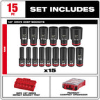 1/2" SAE PACKOUT IMPACT SOCKET SET (15 PC)