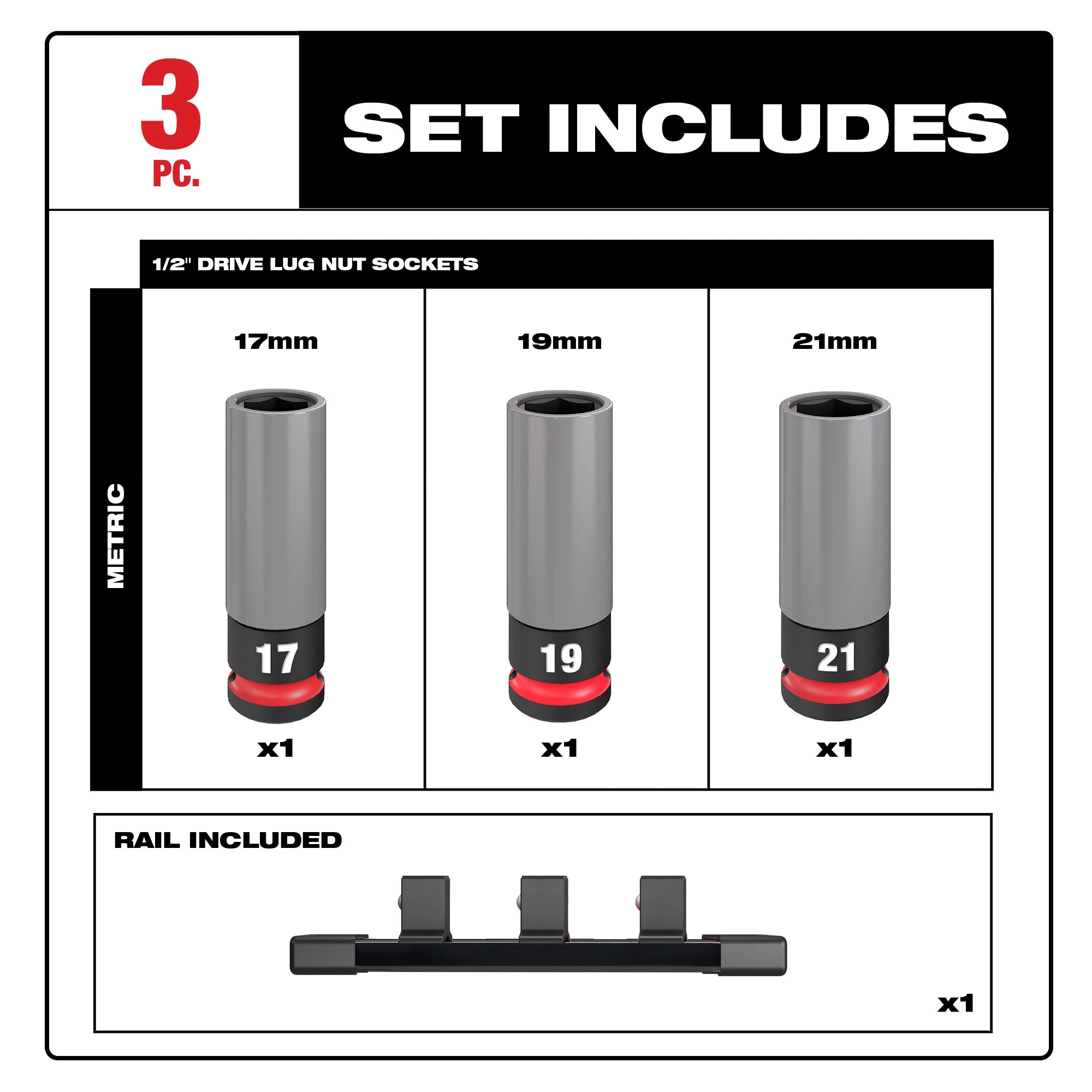 DOUILLES POUR ÉCROUS DE ROUE 1/2'' MÉTRIQUE ( 3MCX )