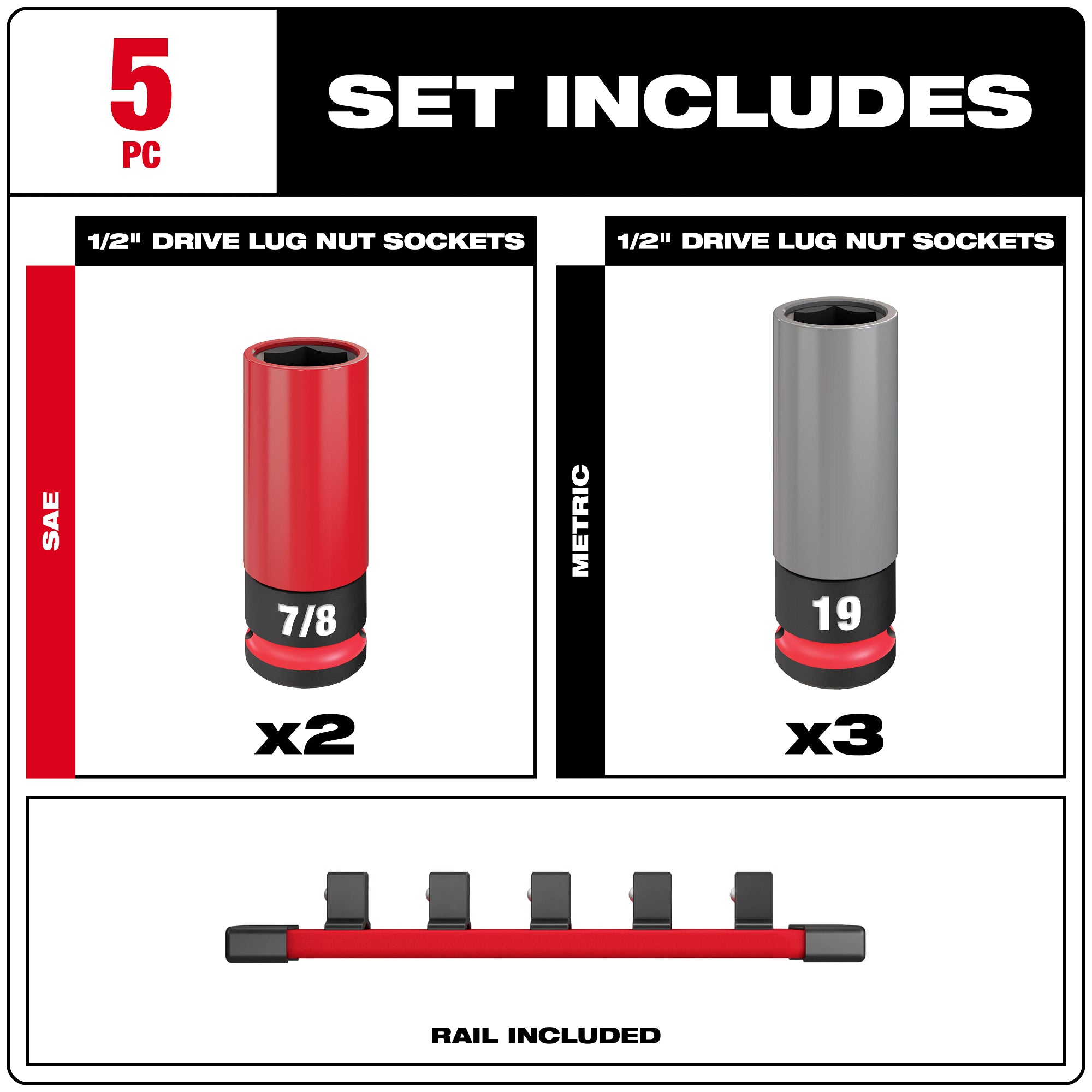 DOUILLES POUR ÉCROUS DE ROUE 1/2'' SAE & MÉTRIQUE ( 5MCX )