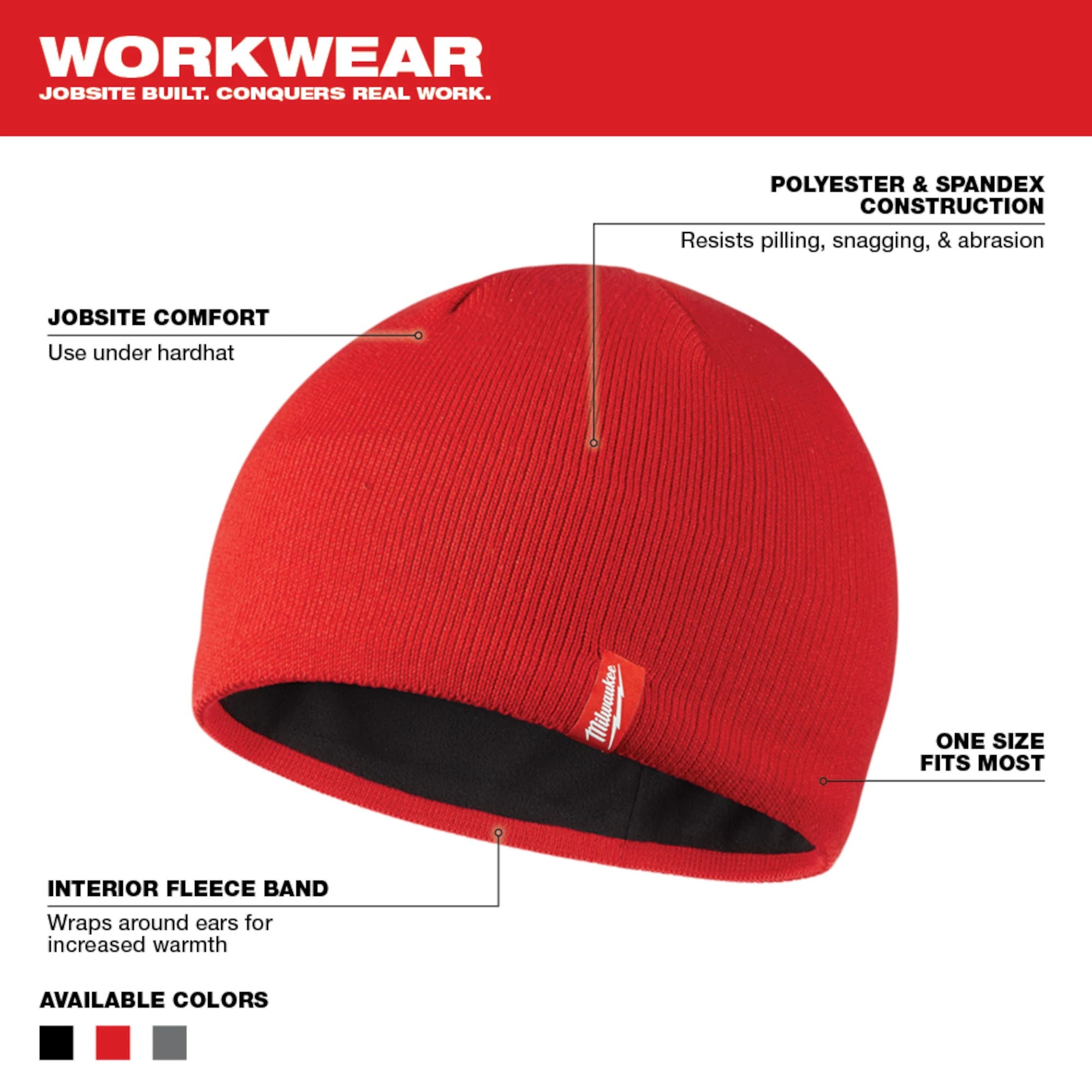 TUQUE DOUBLÉE MILWAUKEE (ROUGE)