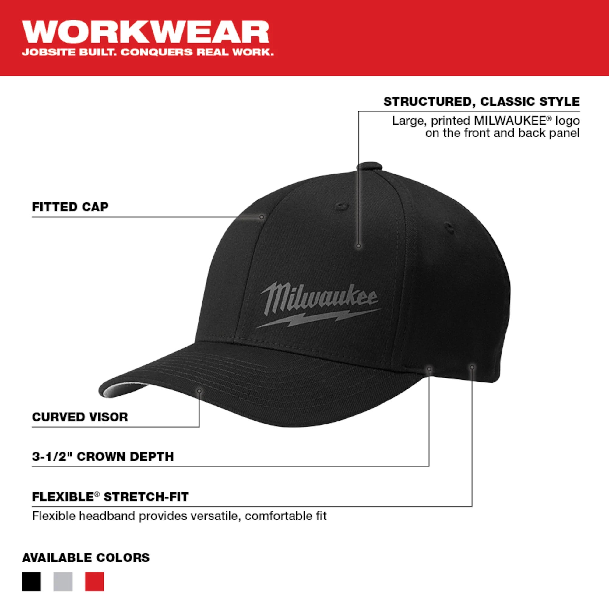 CASQUETTE FLEXFIT MILWAUKEE (NOIR - L/XL)
