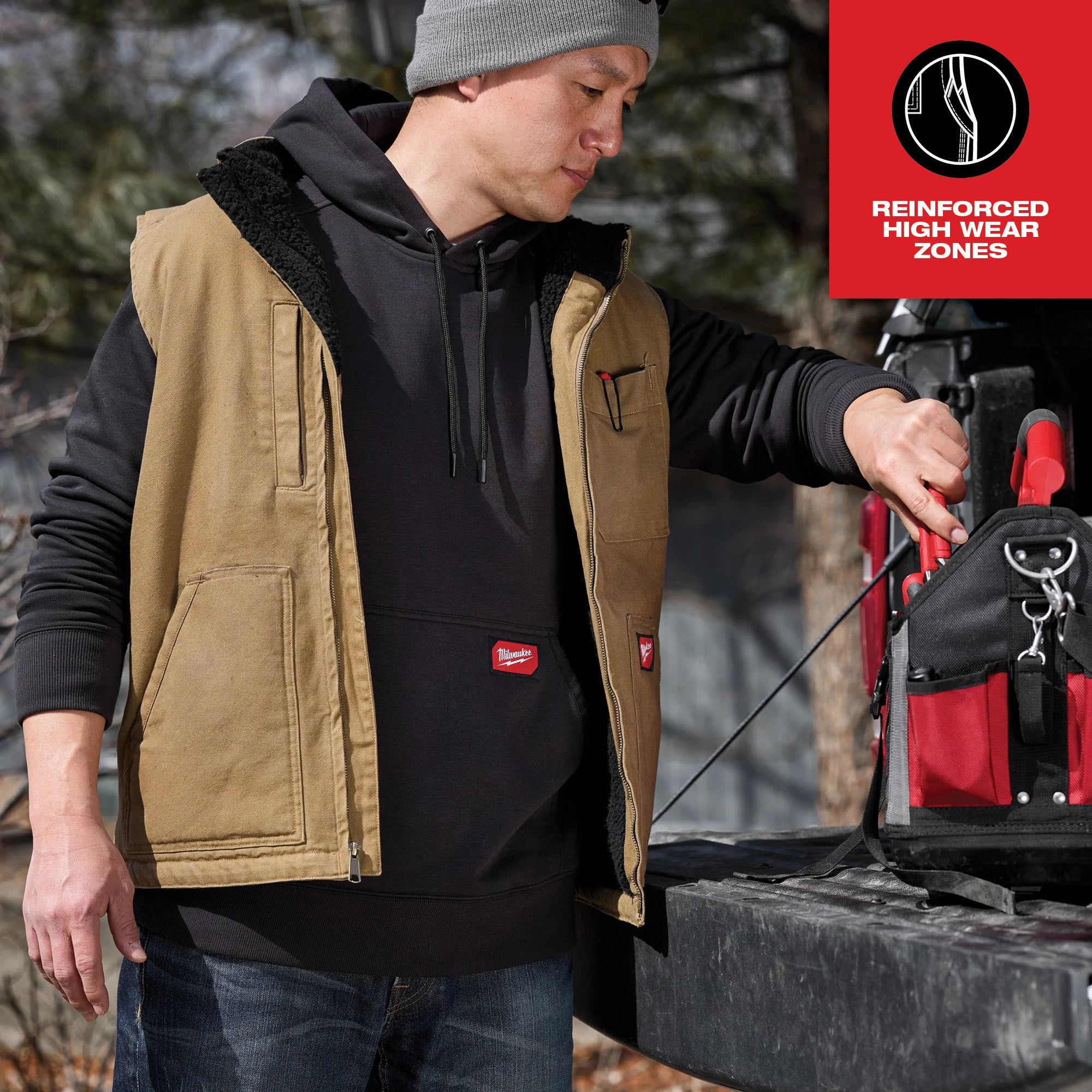 VESTE DE TRAVAIL DOUBLÉE EN SHERPA (BRUN - XLARGE)
