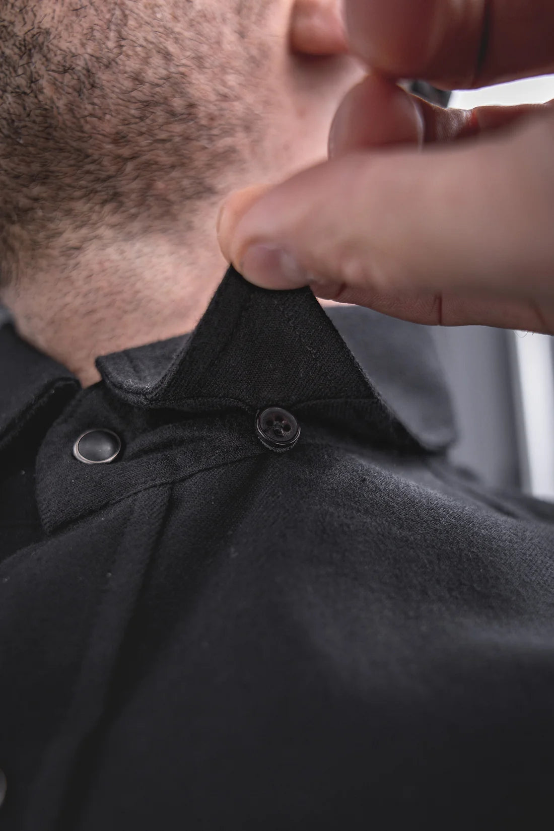 CHEMISE FLANELLE EXTENSIBLE HD-57 NOIR ( M )