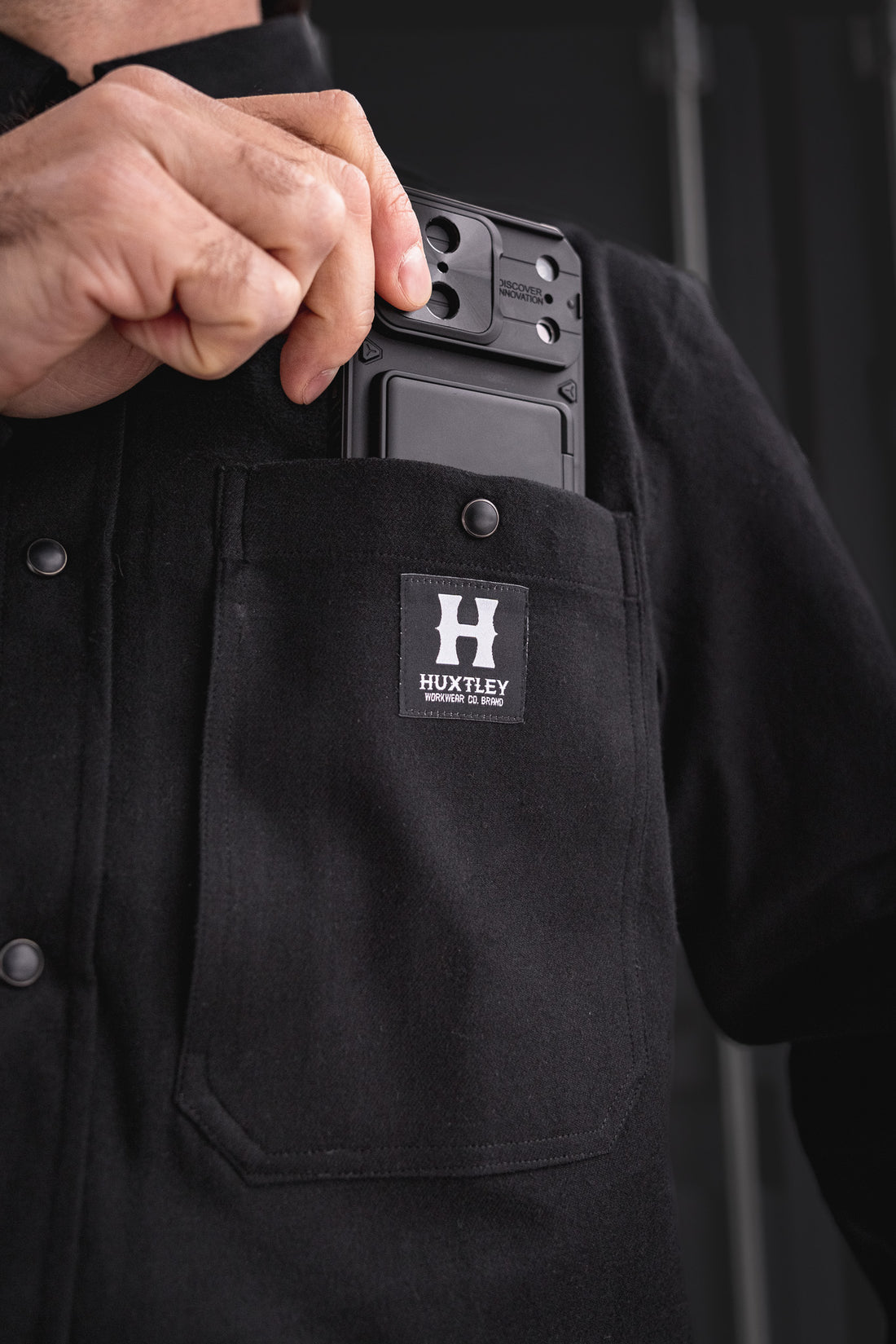 CHEMISE FLANELLE EXTENSIBLE HD-57 NOIR ( M )