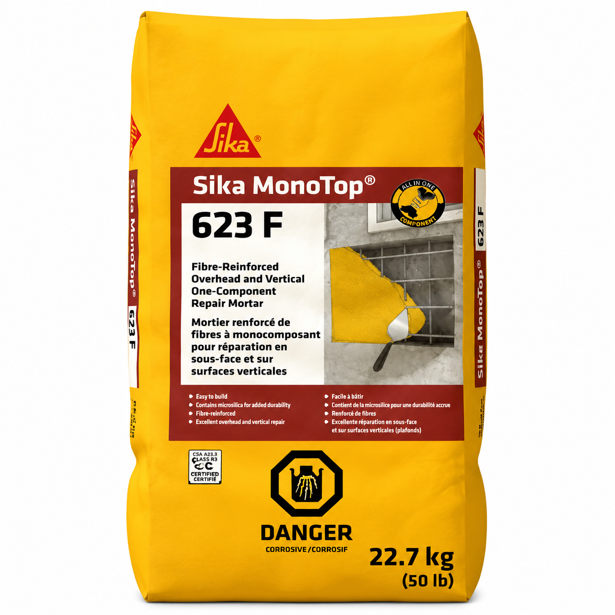 MORTIER DE RÉPARATION SIKA MONOTOP 623F (22.7KG)
