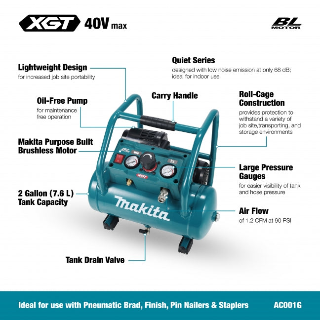 COMPRESSEUR D'AIR 2 GALLONS 40V XGT BRUSHLESS