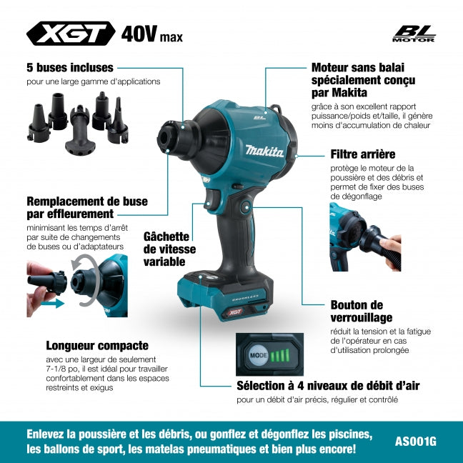 SOUFFLEUR À AIR 4 VITESSES 40V XGT BRUSHLESS