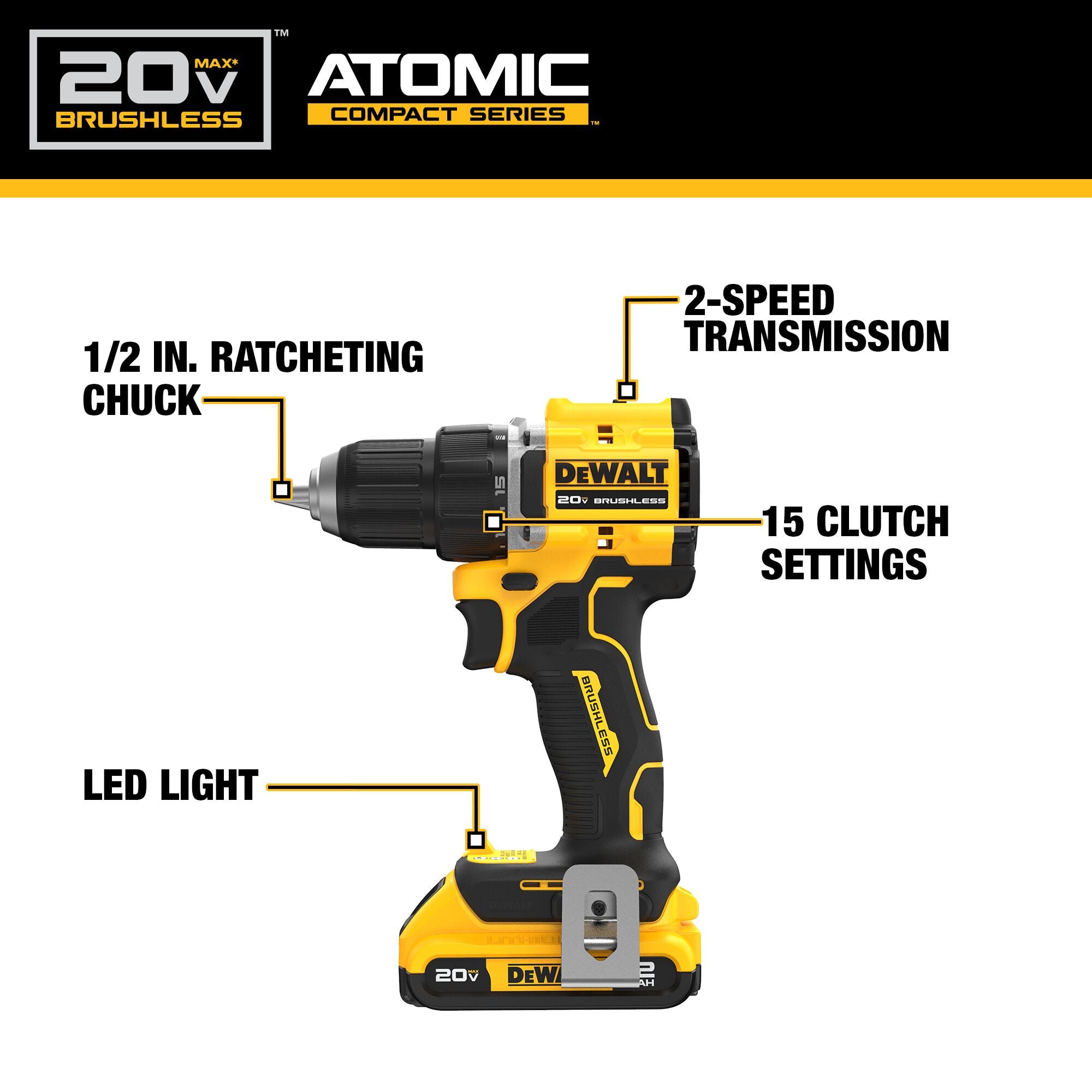 ATOMIC 20V MAX 1/2'' IMPACT DRILL KIT (2.0AH)