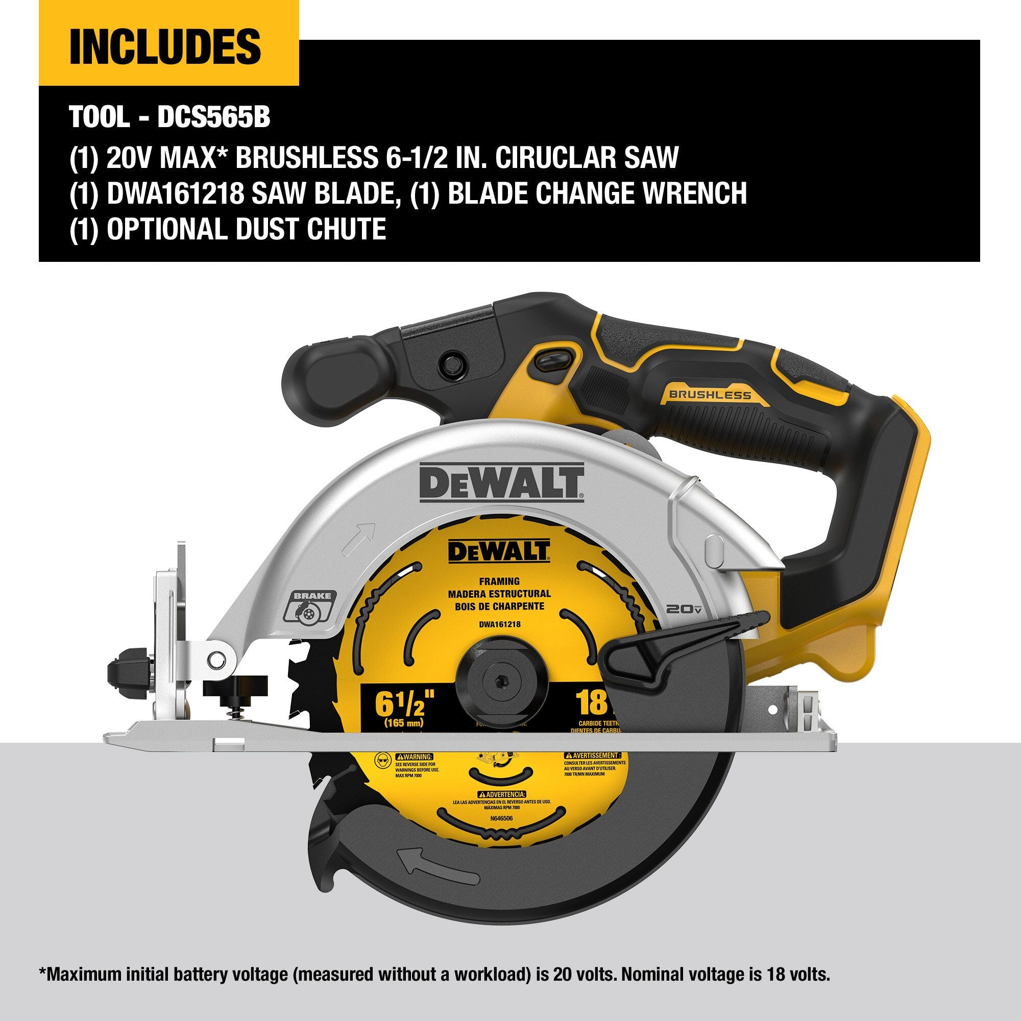 SCIE CIRCULAIRE 6-1/2'' BRUSHLESS 20V MAX