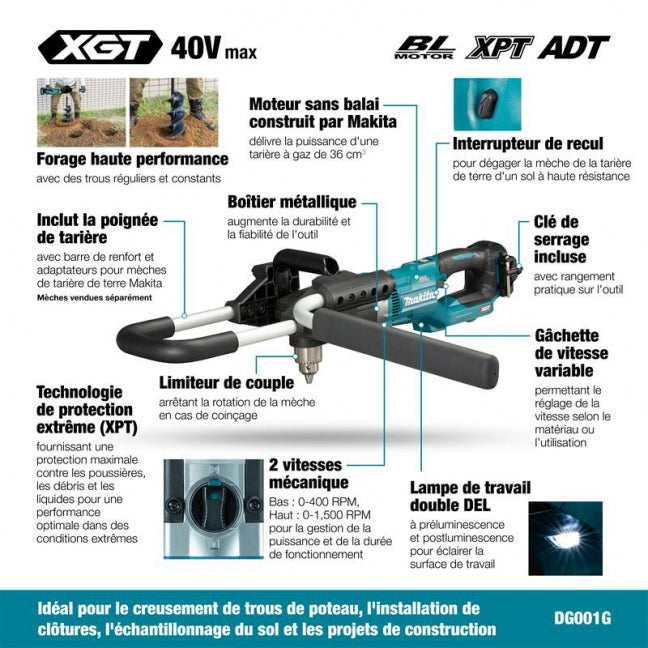 TARIÈRE 1/2'' 40V XGT BRUSHLESS