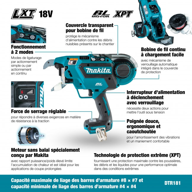 OUTIL REBAR À LIER LES BARRES D'ARMATURE 1'' 18V LXT