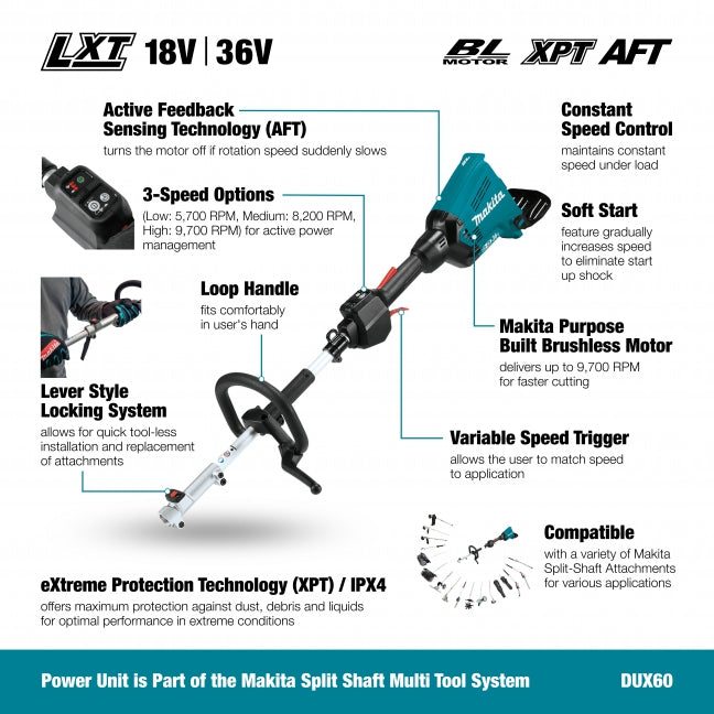 TÊTE D'ALIMENTATION 36V (18Vx2) LXT À TUBE 2 PIÈCES