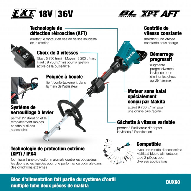 TÊTE D'ALIMENTATION 36V (18Vx2) LXT À TUBE 2 PIÈCES