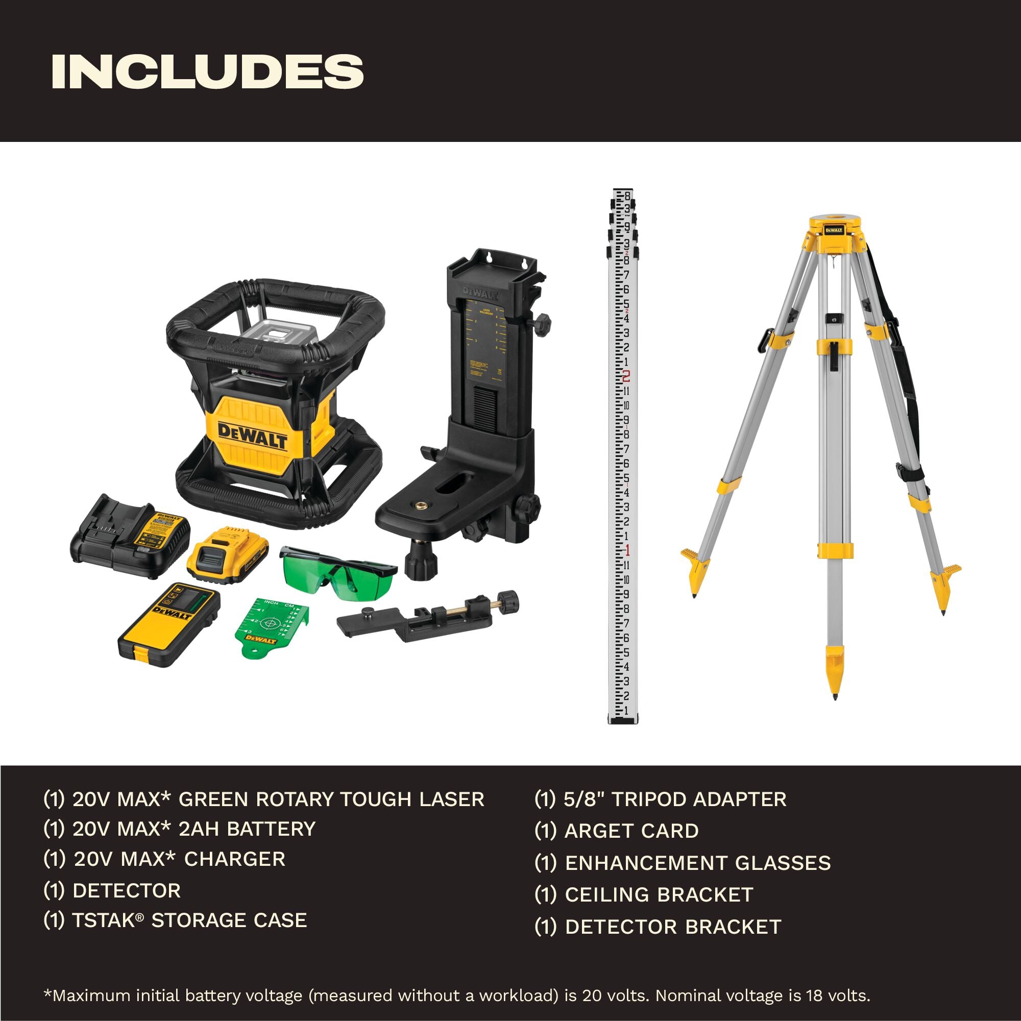ENSEMBLE NIVEAU LASER ROTATIF VERT 20V MAX