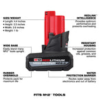M12 REDLITHIUM HIGH OUTPUT XC5.0 5.0AH BATTERY