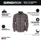 CHEMISE EN FLANELLE GRIDIRON (GRIS - MEDIUM)