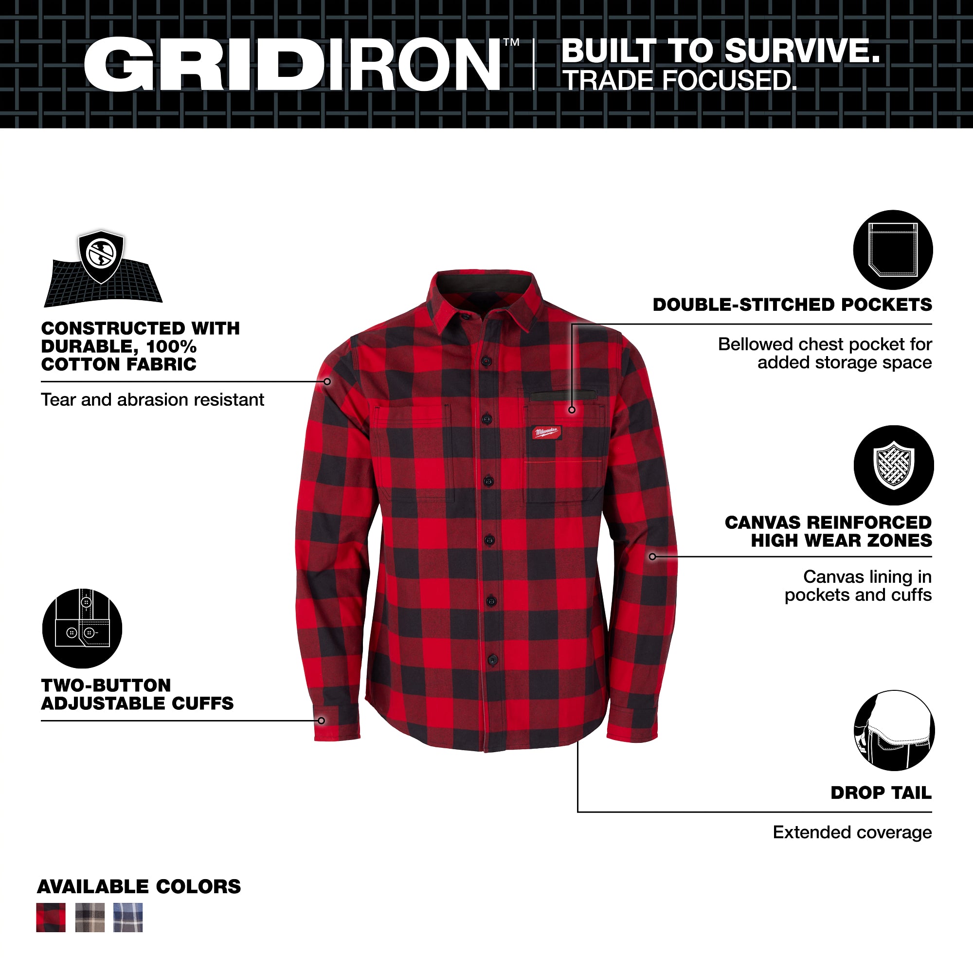 CHEMISE EN FLANELLE GRIDIRON (ROUGE - LARGE)