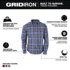 CHEMISE EN FLANELLE GRIDIRON (BLEU - LARGE)