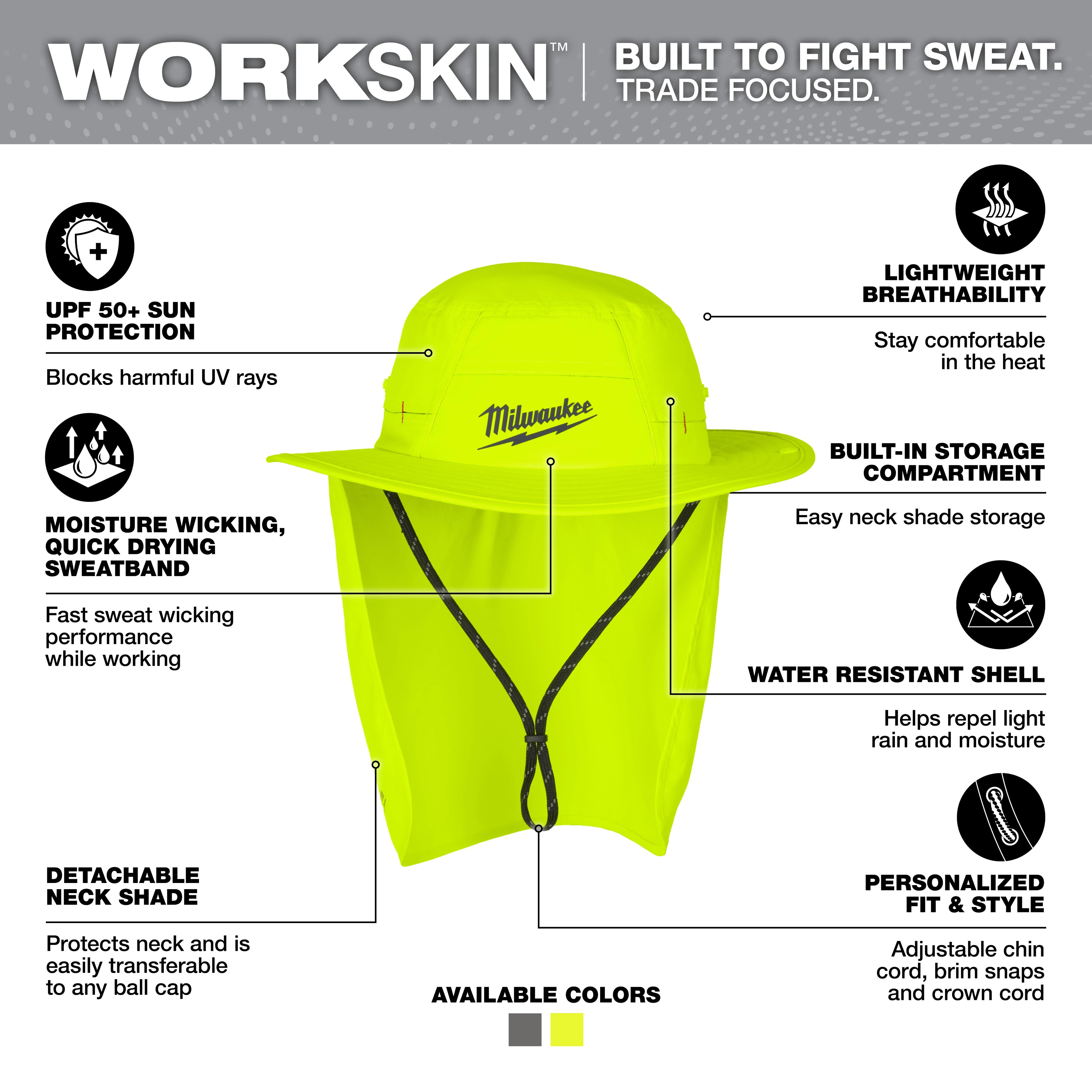 CHAPEAU PARE-SOLEIL WORKSKIN JAUNE HAUTE VISIBILITÉ ( L-XL )