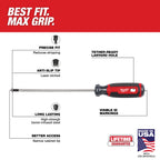 SLOTTED SCREWDRIVER 3/16'' X 6'' CUSHION GRIP (USA)