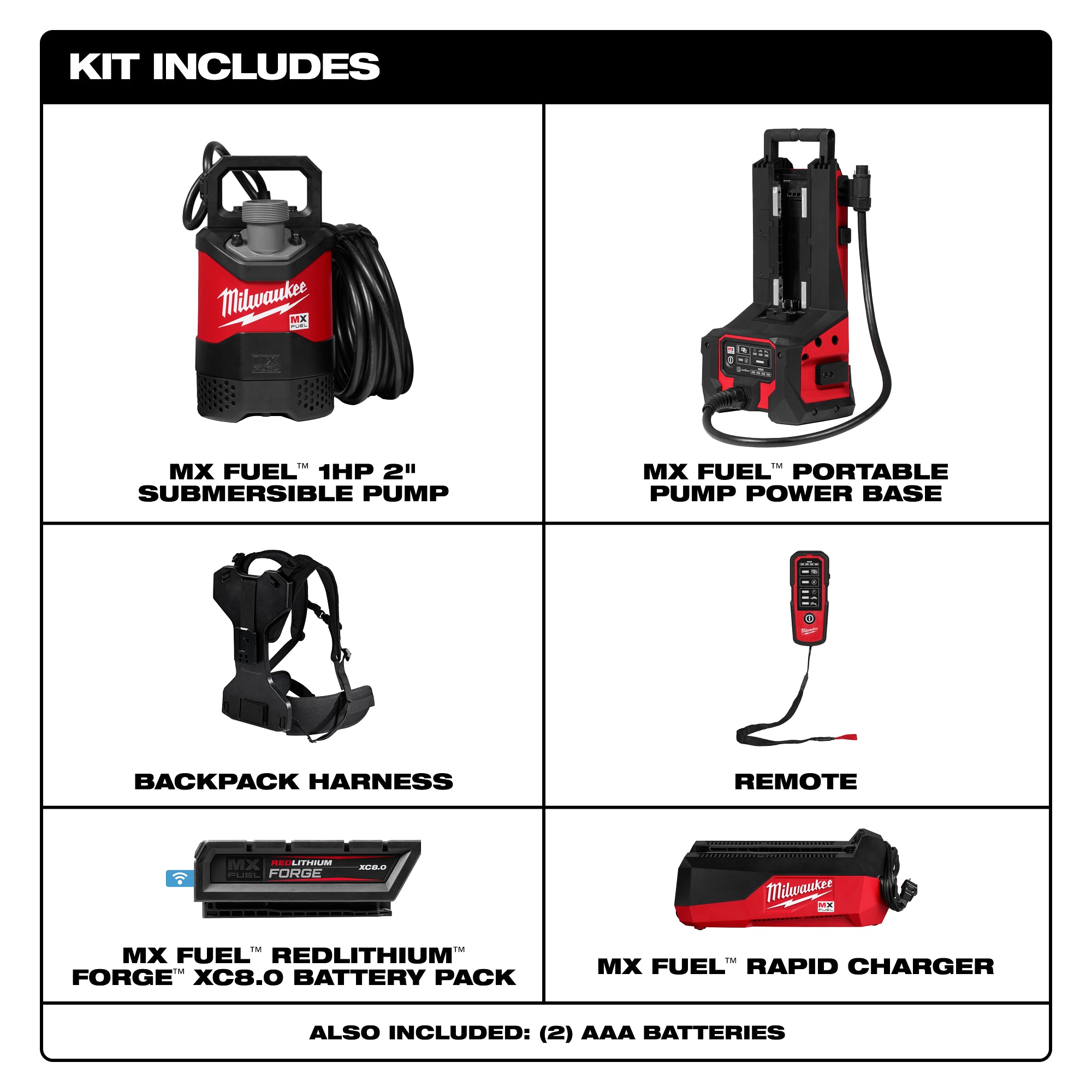 ENSEMBLE DE POMPE SUBMERSIBLE 2'' 1HP MX FUEL (XC8.0)