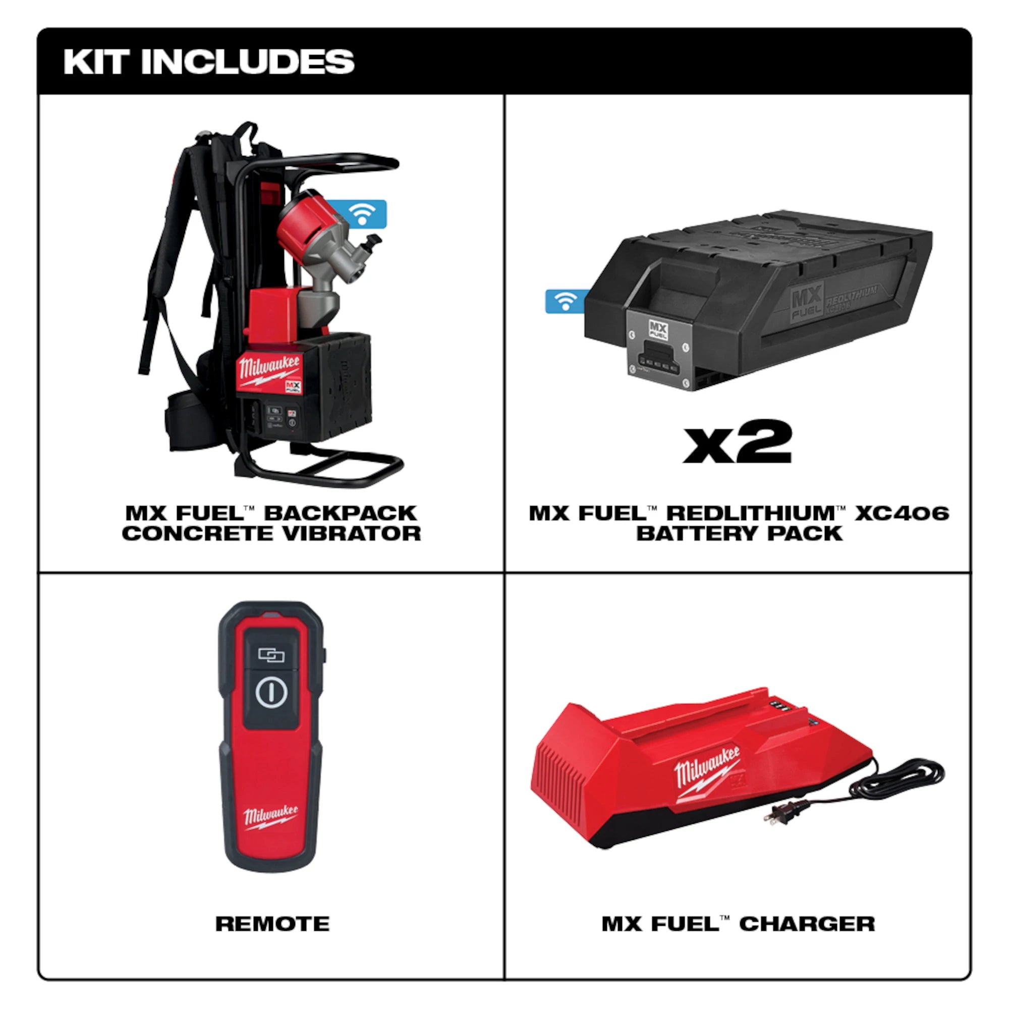 ENSEMBLE VIBREUR À BÉTON SAC À DOS MX FUEL (XC406)
