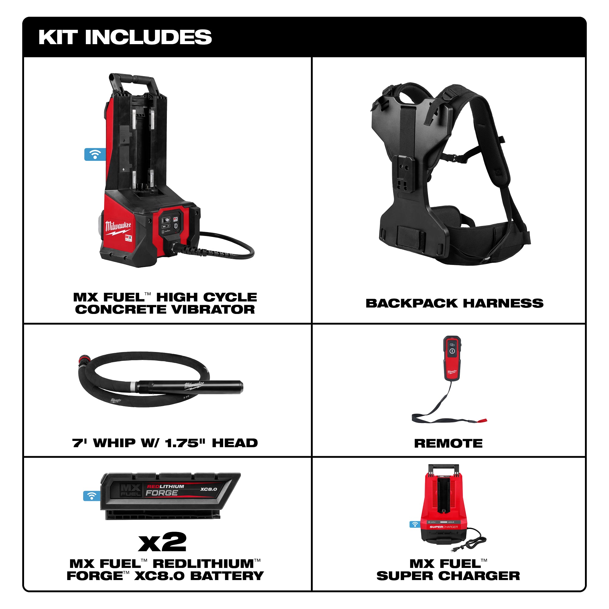 ENSEMBLE DE VIBREUR À BÉTON HF  VIBRATEUR/TÊTE MX FUEL XC8.0