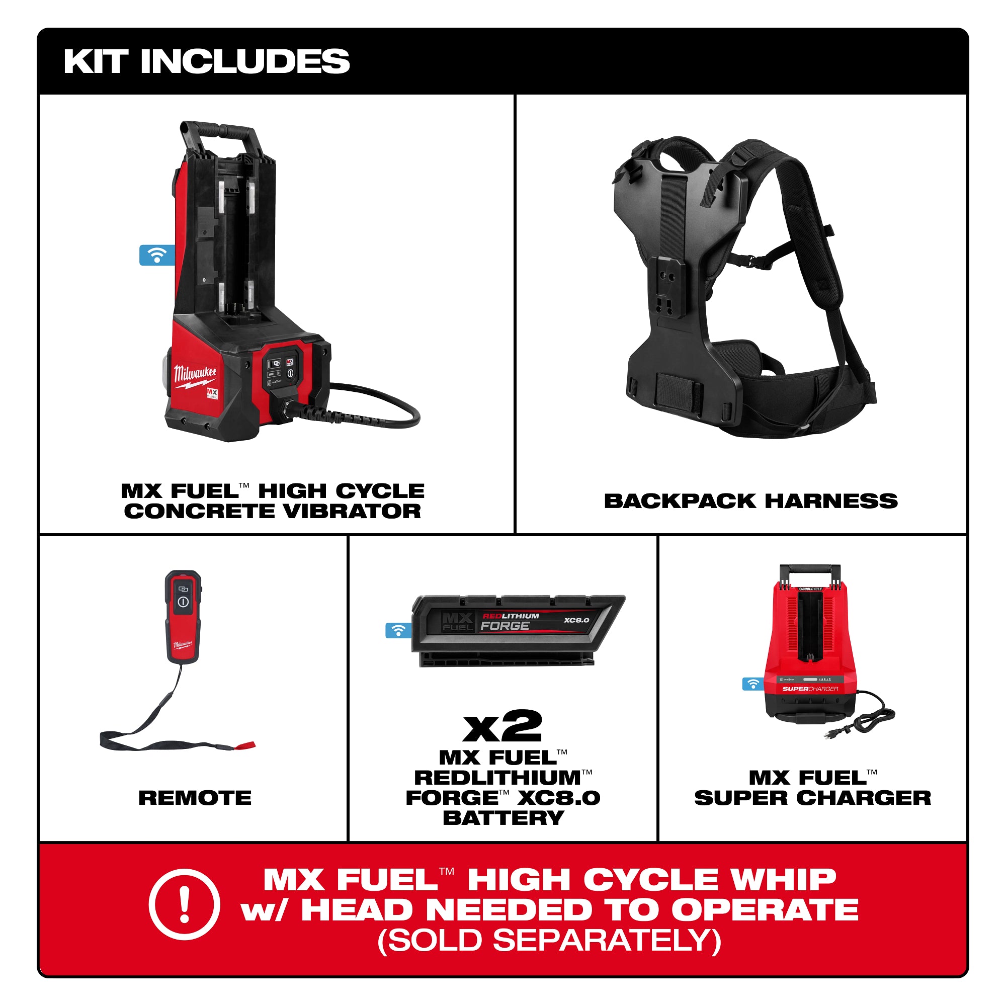 ENSEMBLE DE VIBREUR À BÉTON HF SAC À DOS MX FUEL (XC8.0)