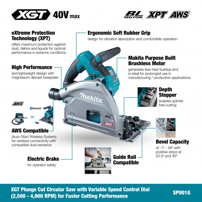 SCIE CIRCULAIRE PLONGEANTE 6-1/2'' XGT 40V BRUSHLESS AWS