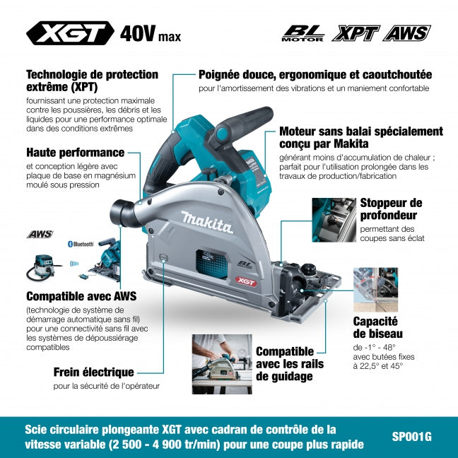 SCIE CIRCULAIRE PLONGEANTE 6-1/2'' XGT 40V BRUSHLESS AWS