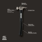 MARTEAU 12OZ EN TITANE FACE LISSE & MANCHE EN FIBRE 16''