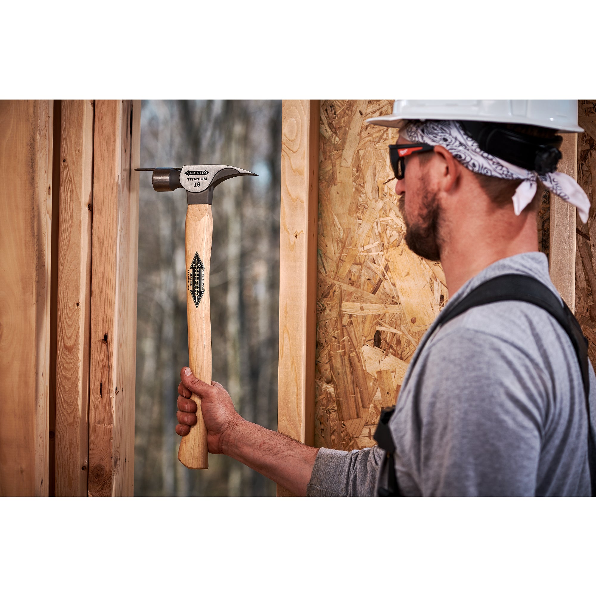 16OZ TITANIUM SMOOTH FACE HAMMER & 18'' HICKORY HANDLE