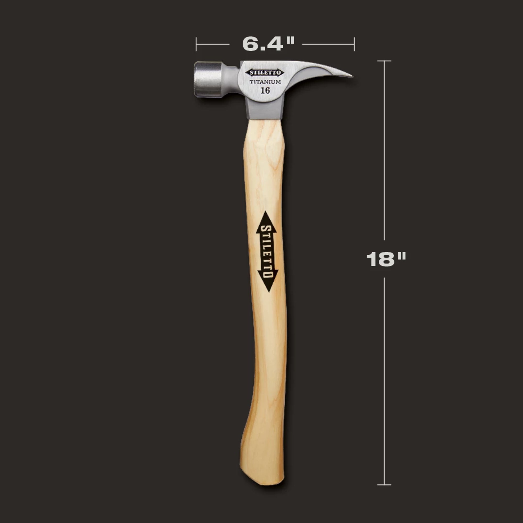 16OZ TITANIUM MILLED FACE HAMMER WITH 18'' HICKORY HANDLE