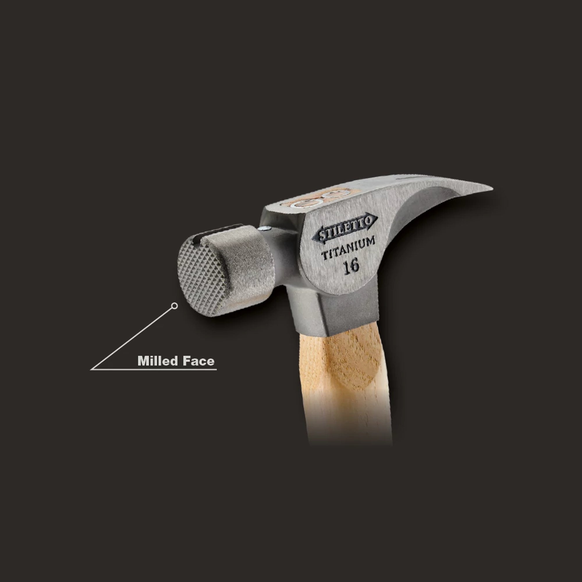 16OZ TITANIUM MILLED FACE HAMMER WITH 18'' HICKORY HANDLE