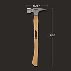 MARTEAU 16OZ EN TITANE FACE LISSE & MANCHE HICKORY 18''
