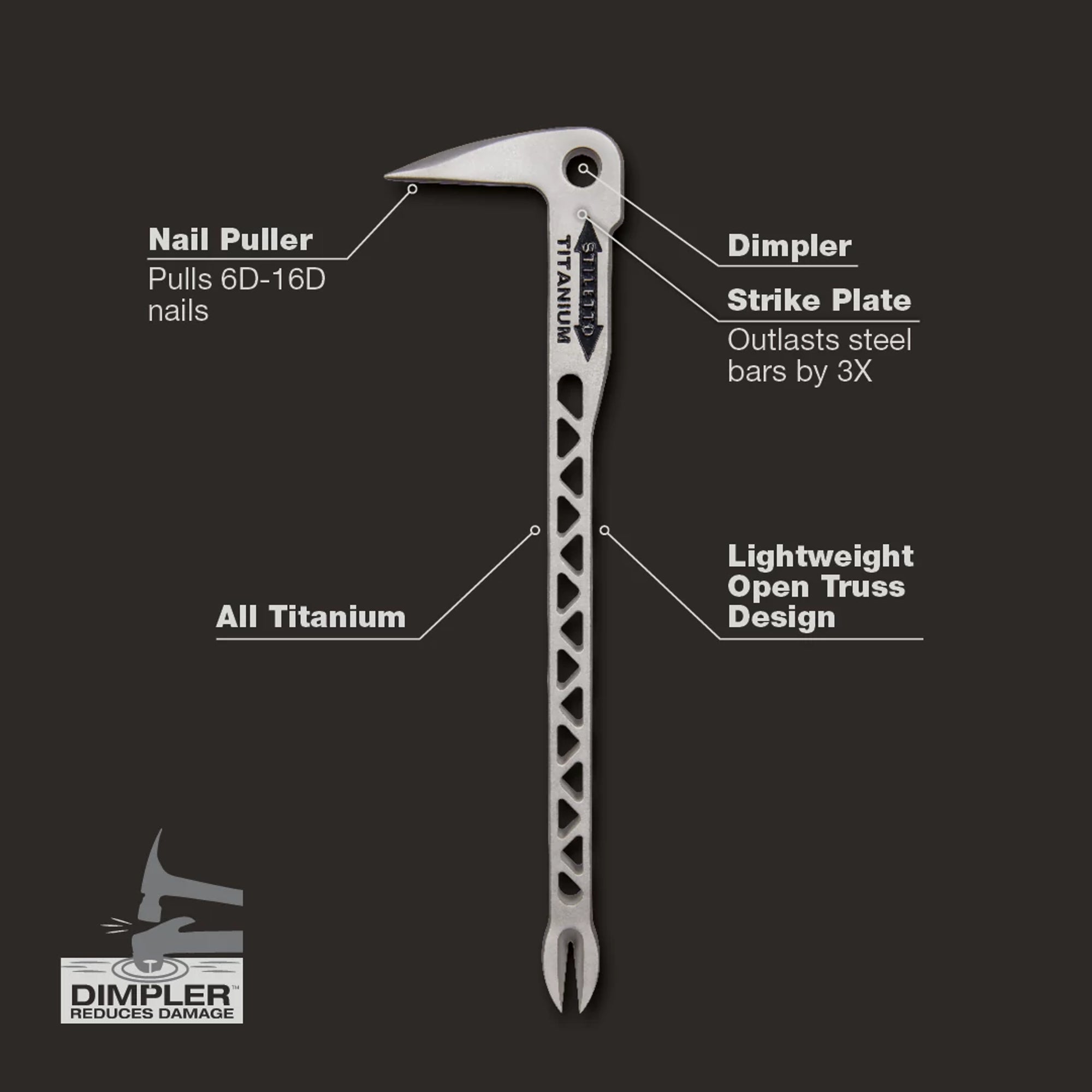 BARRE À CLOUS 8.5OZ EN TITANE 11.5''