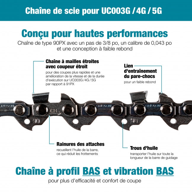 SCIE À CHAÎNE 16'' POIGNÉE SUPÉRIEURE 40V XGT BRUSHLESS