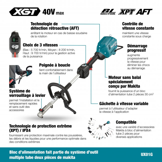TÊTE D'ALIMENTATION 40V XGT BRUSHLESS À TUBE 2 PIÈCES