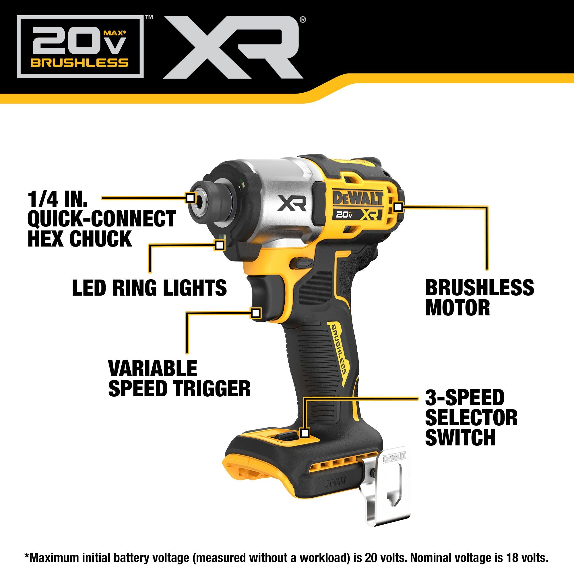 TOURNEVIS À CHOCS 1/4'' BRUSHLESS 3 VITESSES 20V MAX XR