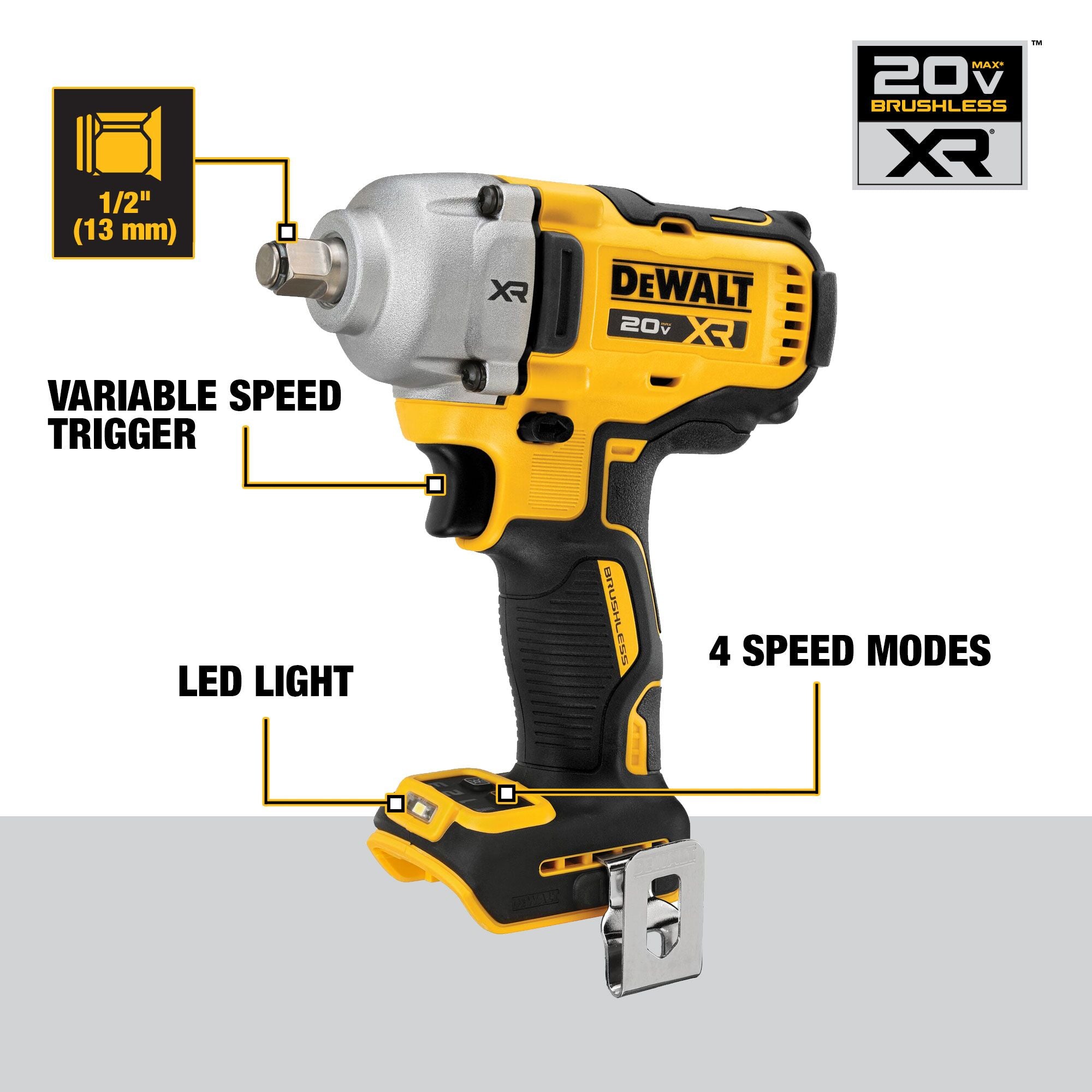 20V MAX 1/2'' BRUSHLESS MID-TORQUE IMPACT WRENCH (HOG RING)