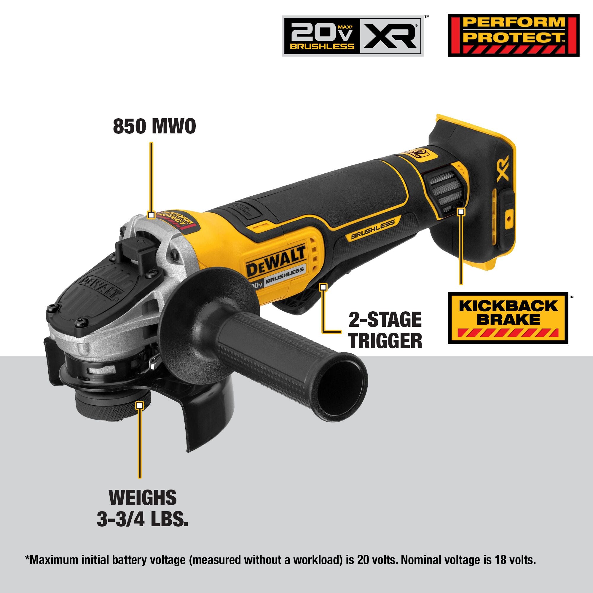 RECTIFIEUSE COUDÉE 4-1/2'' À PALETTTE BRUSHLESS 20V MAX XR
