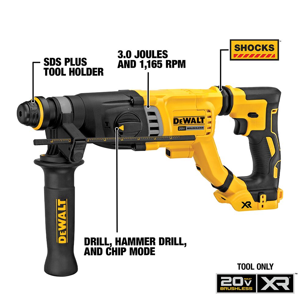 MARTEAU ROTATIF 1-1/8'' SDS+ BRUSHLESS POIGNÉE EN D 20V MAX