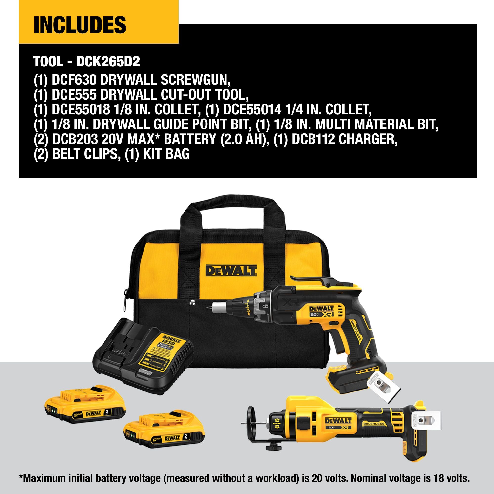20V MAX BRUSHLESS DRYWALL TOOL COMBO KIT (2.0AH)